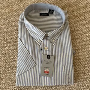 4X Short Sleeve Blue/Yellow Men’s Dress Shirt Van Heusen NWT